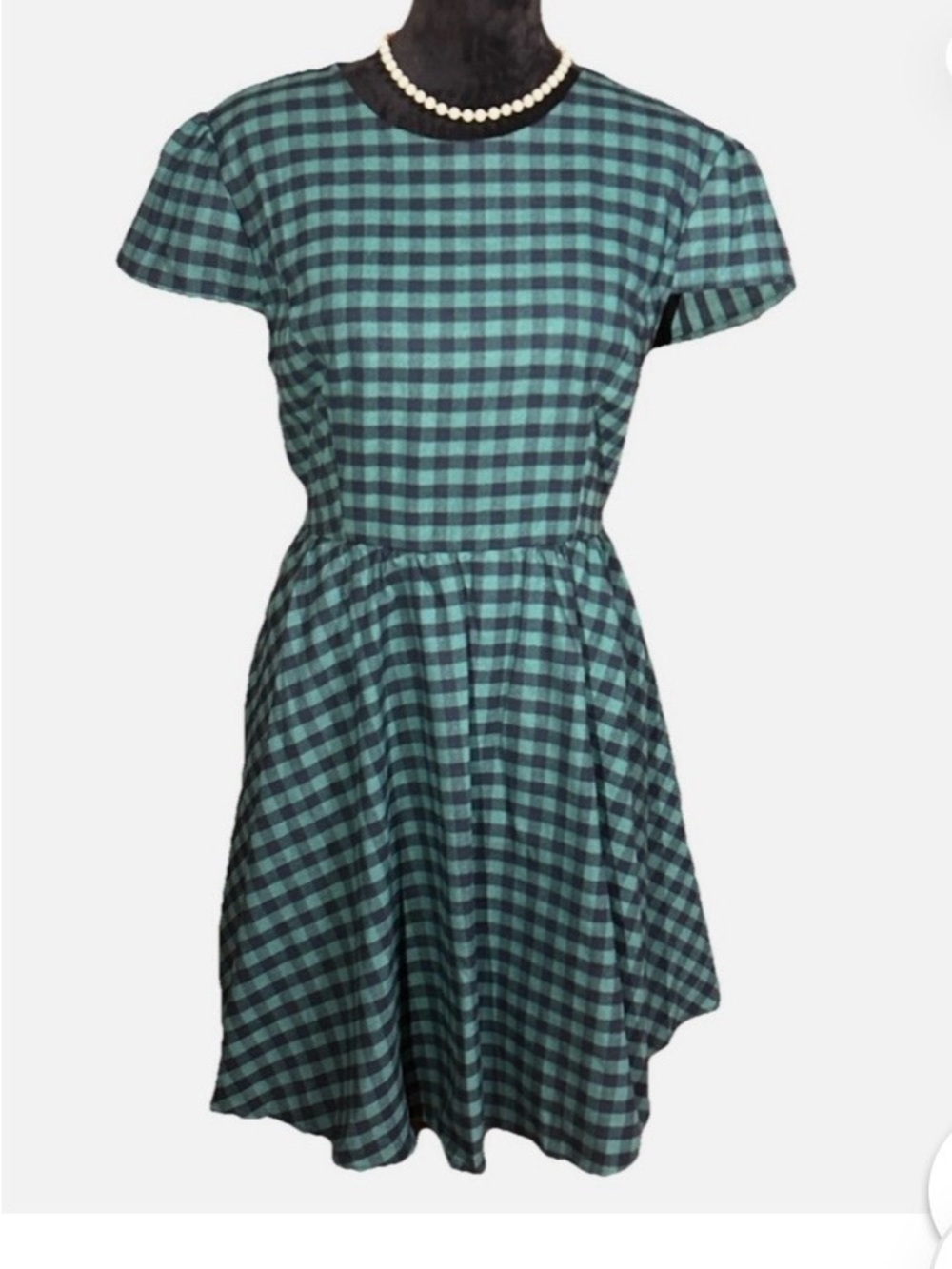 Tulip B NWT Green Gingham Short-Sleeve Fit & Flare Dress - Picture 2 of 11